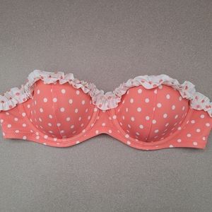 Victoria's Secret Coral Polka Dot Bikini Top 34B